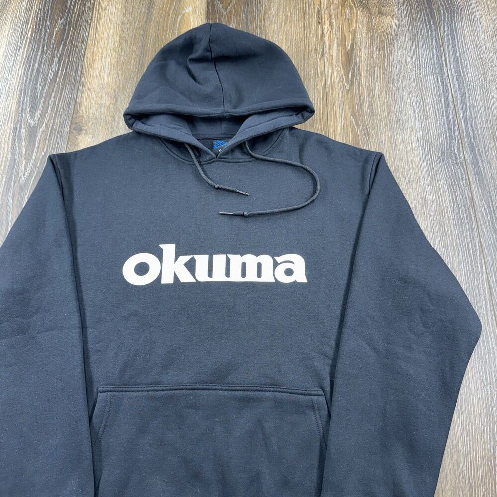 Okuma Fishing Hoodie Mens XL Black Sweatshirt Boat Lake Up North THICK Sweater